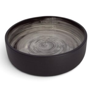 Buddha Bowl der Linie minimal, schräg von oben, schwarze Außenwand und grauer Verlauf innen